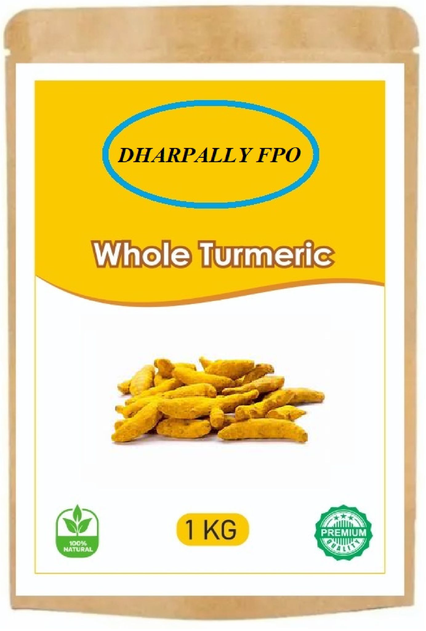 DHARPALLY FPO Premium 100% Natural Whole Turmeric Roots/Haldi - 1 KG