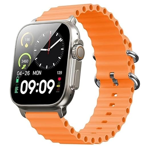 Ultra Series 8 AMOLED 368 * 448px 1.89 High Resolution,BT Calling and 123 Sports Modes Smartwatch (Orange Strap, Free Size)