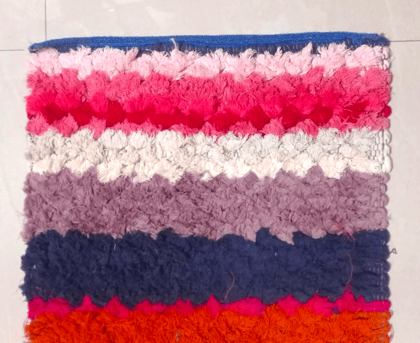 Vibrant Multi-Color Striped Shaggy Rag Rug | Eco-Friendly Handmade Floor Mat Vibrant Multi-Color Striped Shaggy Rag Rug | Eco-Friendly Handmade Floor Mat