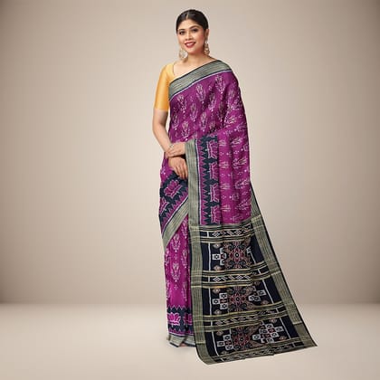Jhoti design temple border Khandua silk saree