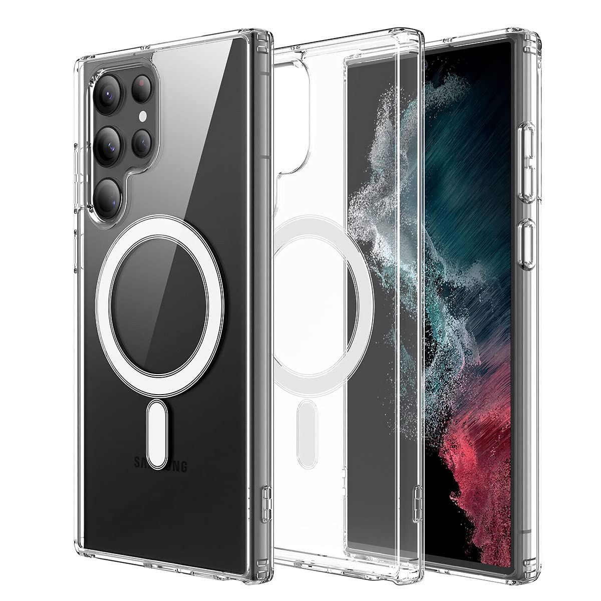 LIRAMARK Magnetic Protective Clear Case Compatible with Magsafe for Samsung Galaxy S23 Ultra (‎Transparent)