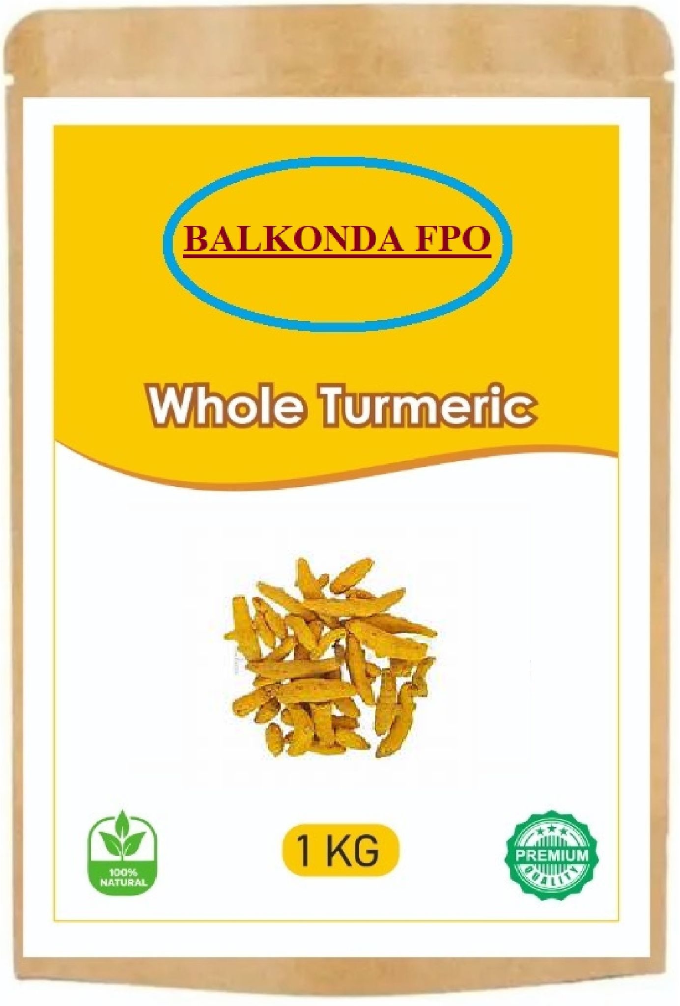 BALKONDA FPO Premium Whole Turmeric 1 KG - 100% Natural Haldi Sticks