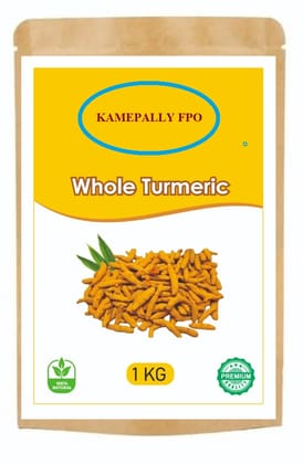 KAMEPALLY FPO Premium 100% Natural Whole Turmeric 1 KG - Unpolished KAMEPALLY FPO Premium 100% Natural Whole Turmeric 1 KG - Unpolished