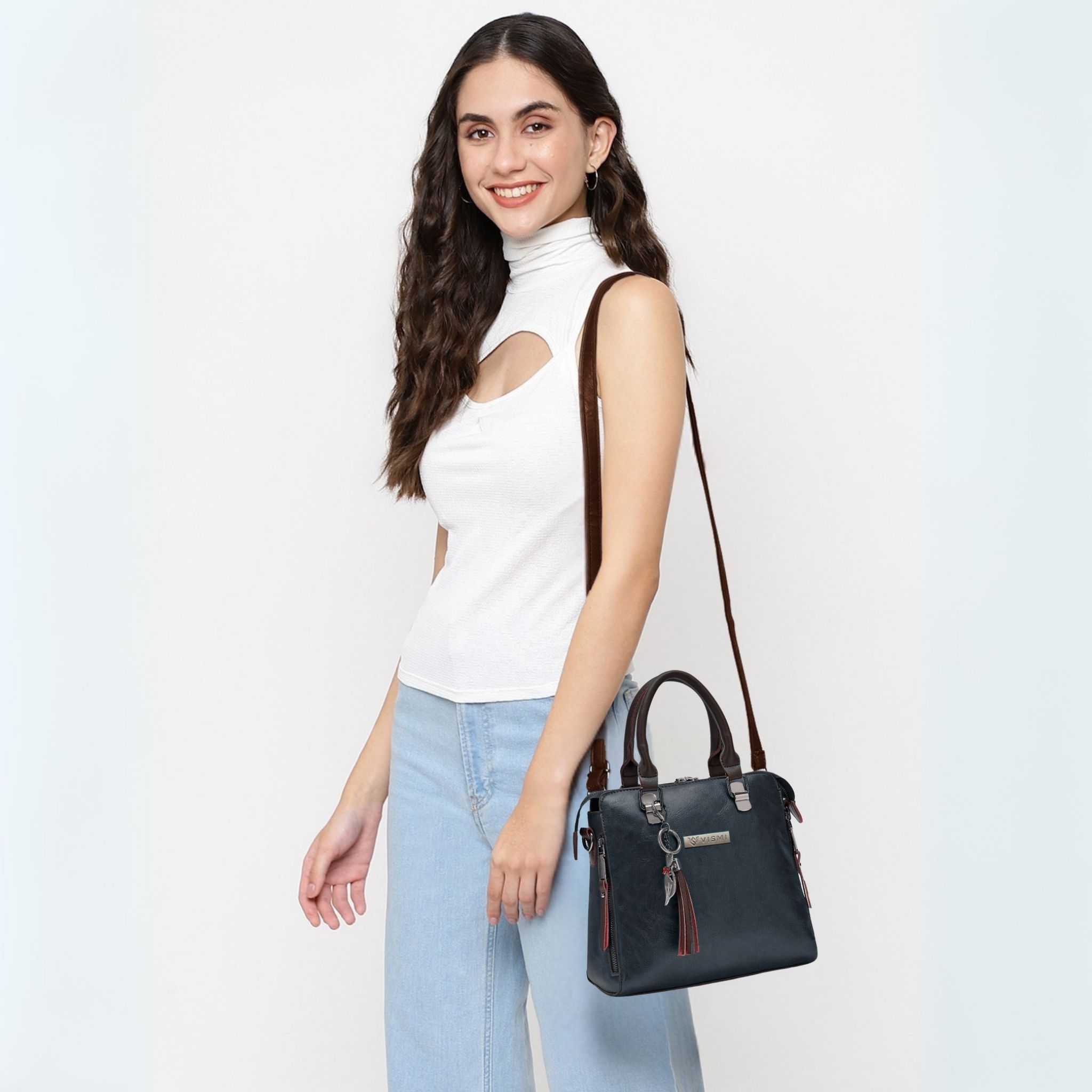 VISMIINTREND Stylish Sling Bag | Pu Leather Crossbody Satchel Bag | Women Handbag for Office | Travel | Daily Use | Detachable Adjustable Strap 