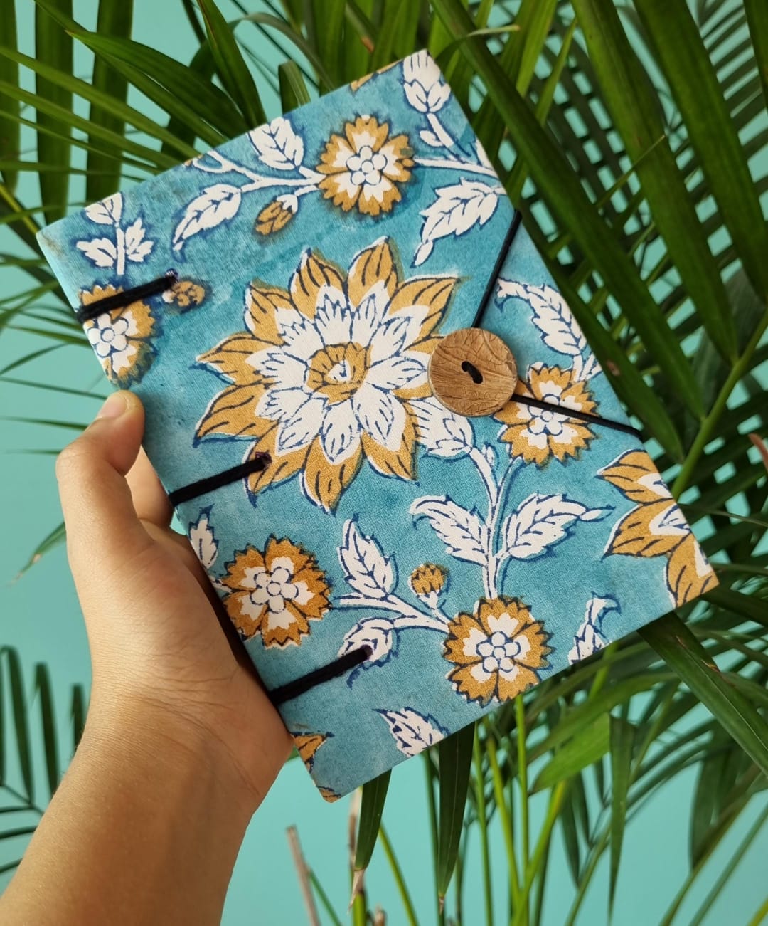 Handcrafted Sky Blue Floral Print Diary Book