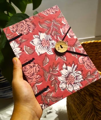 Handcrafted Red Floral Print Diary