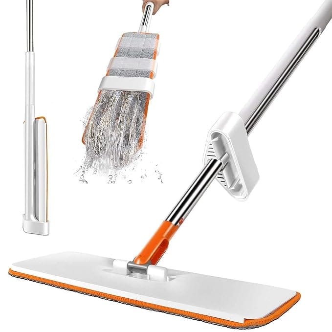 Moppers for Cleaning Floor Tekcool Microfiber Magic Mop for Floor Cleaning,Home Hands Free Squeeze Mop, Stainless-Steel Handle, Bucket Less and Microfiber Refill,