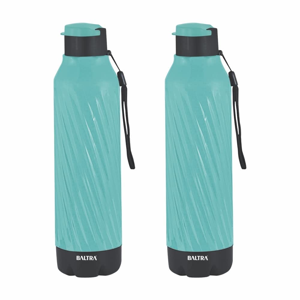 Baltra Berry Hot & Cold Stainless Steel Water Bottle with Inner Steel and Outer Plastic (Turquoise, 700 ml) Pack of 2