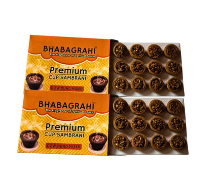 Bhabagrahi Premium Sambrani Dhoop Cups | Pure Guggul, Loban & Cow Dung Mix | Puja & Spiritual Aroma with Burning Plate (Pack of 24, Set of 2) Bhabagrahi Premium Sambrani Dhoop Cups | Pure Guggul, Loban & Cow Dung Mix | Puja & Spiritual Aroma with Burning Plate (Pack of 24, Set of 2)