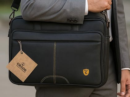 Men's Black PU Leather Formal Laptop Briefcase Office Bag