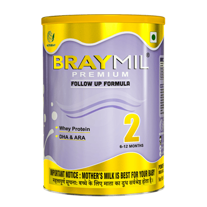 Braymil Premium 2 follow up formula Stage - 2 for 6-12 Months | 400 g Tin pack