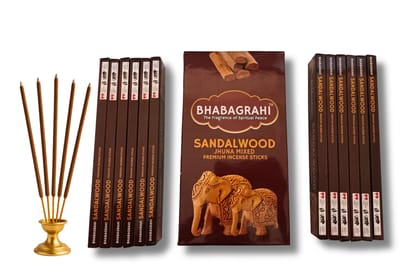 BHABAGRAHI Premium Incense Sticks | Pure Sandalwood & Loban Fragrance | 12 Packs × 15 Sticks (180 Total) BHABAGRAHI Premium Incense Sticks | Pure Sandalwood & Loban Fragrance | 12 Packs × 15 Sticks (180 Total)