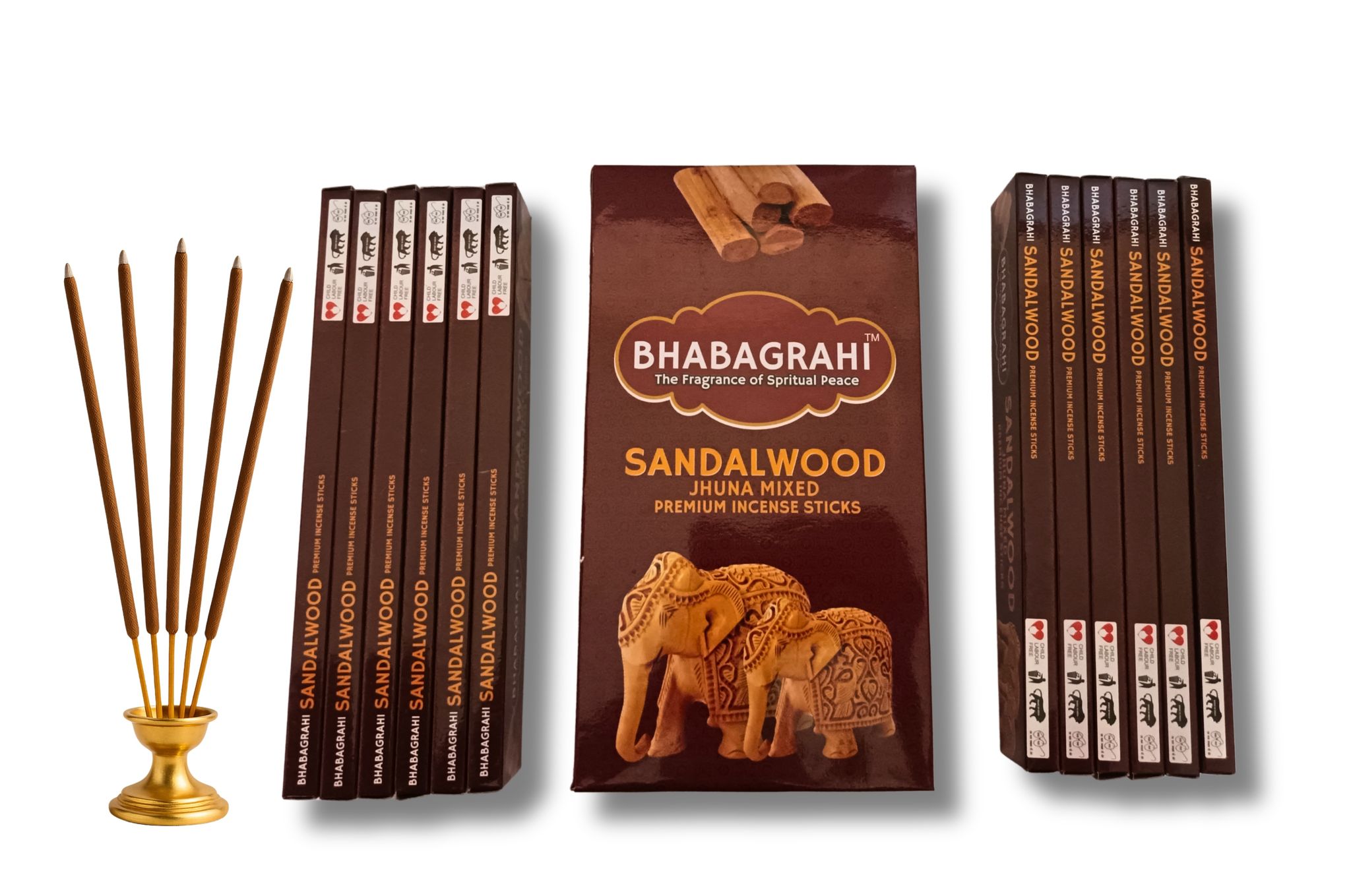 BHABAGRAHI Premium Incense Sticks | Pure Sandalwood & Loban Fragrance | 12 Packs × 15 Sticks (180 Total)
