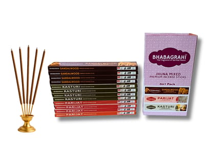 Bhabagrahi Premium Incense Sticks | Mixed Fragrance Box – Sandalwood, Kasturi, Night Jasmine (Parijat) & Loban | 180 Sticks Bhabagrahi Premium Incense Sticks | Mixed Fragrance Box – Sandalwood, Kasturi, Night Jasmine (Parijat) & Loban | 180 Sticks