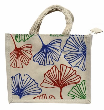 Eco-Friendly Multicolored Ginkgo Leaf Print Canvas Tote Bag with Zipper Closure Eco-Friendly Multicolored Ginkgo Leaf Print Canvas Tote Bag with Zipper Closure