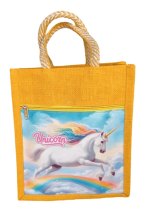 Yellow Jute Unicorn Bag for Kids & Girls | Eco-Friendly Rainbow Design Return Gift Pouch Yellow Jute Unicorn Bag for Kids & Girls | Eco-Friendly Rainbow Design Return Gift Pouch