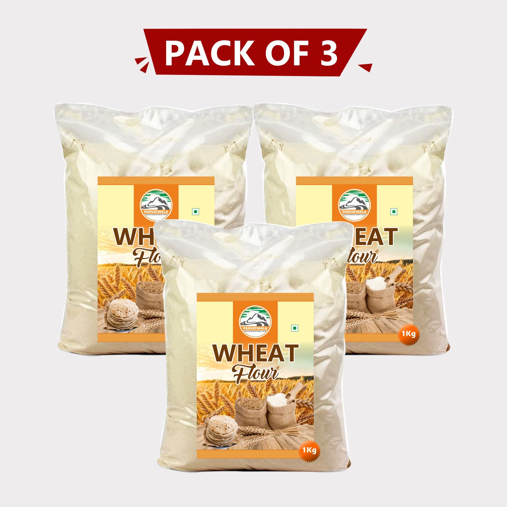 Wheat Flour (1 kg), pack of 3