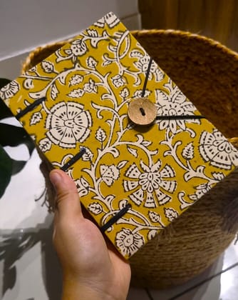 Handcrafted Yellow Floral Print Diary Book