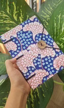 Handcrafted Blue White Floral Print Diary Book