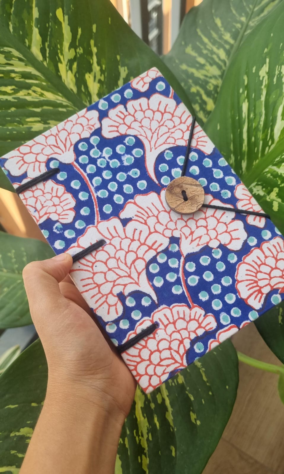 Handcrafted Blue White Floral Print Diary Book