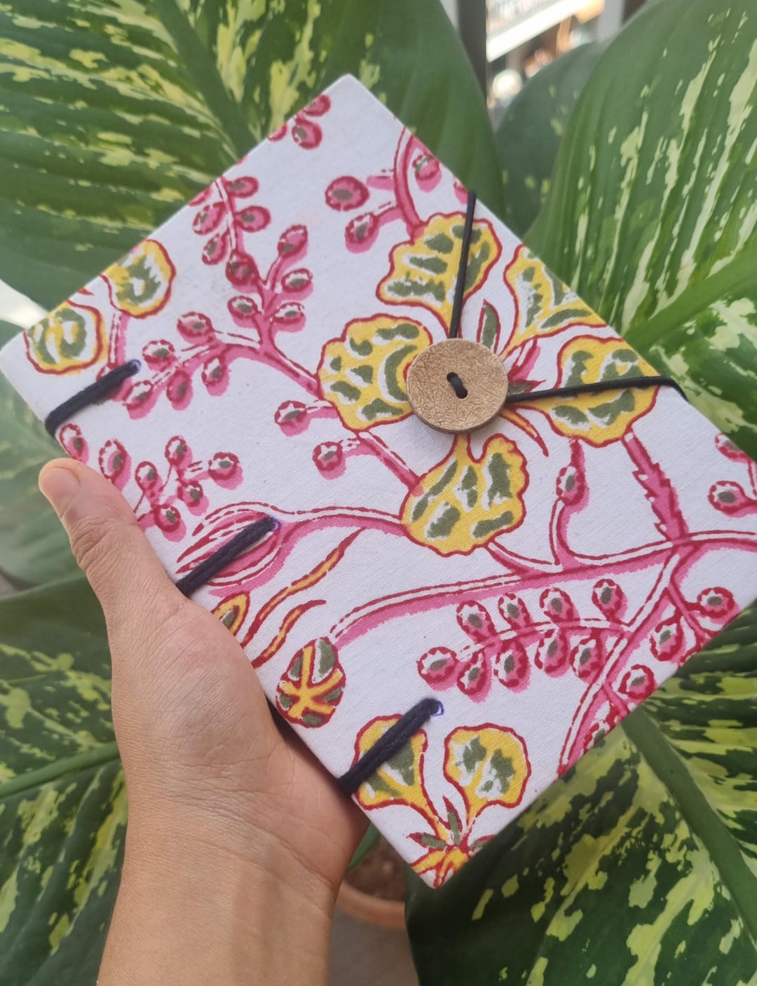 Handcrafted White Floral Print Design Diary Book