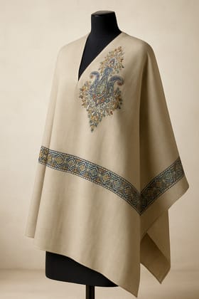 Hand-Embroidered Small Piece Kashmiri Shawl