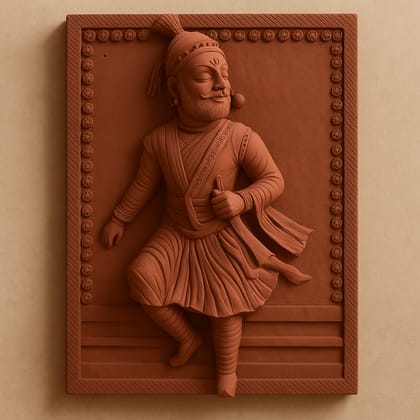 Handcrafted Terracotta Shivaji Maharaj Wall Art Sculpture - Maratha Warrior Relief Handcrafted Terracotta Shivaji Maharaj Wall Art Sculpture - Maratha Warrior Relief