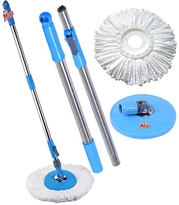 360 Degree Spin Universal Mop Stick Rod with 1 Microfiber Refill / Magical Extendable Handle Pocha for Floor Cleaning - Heavy Rod