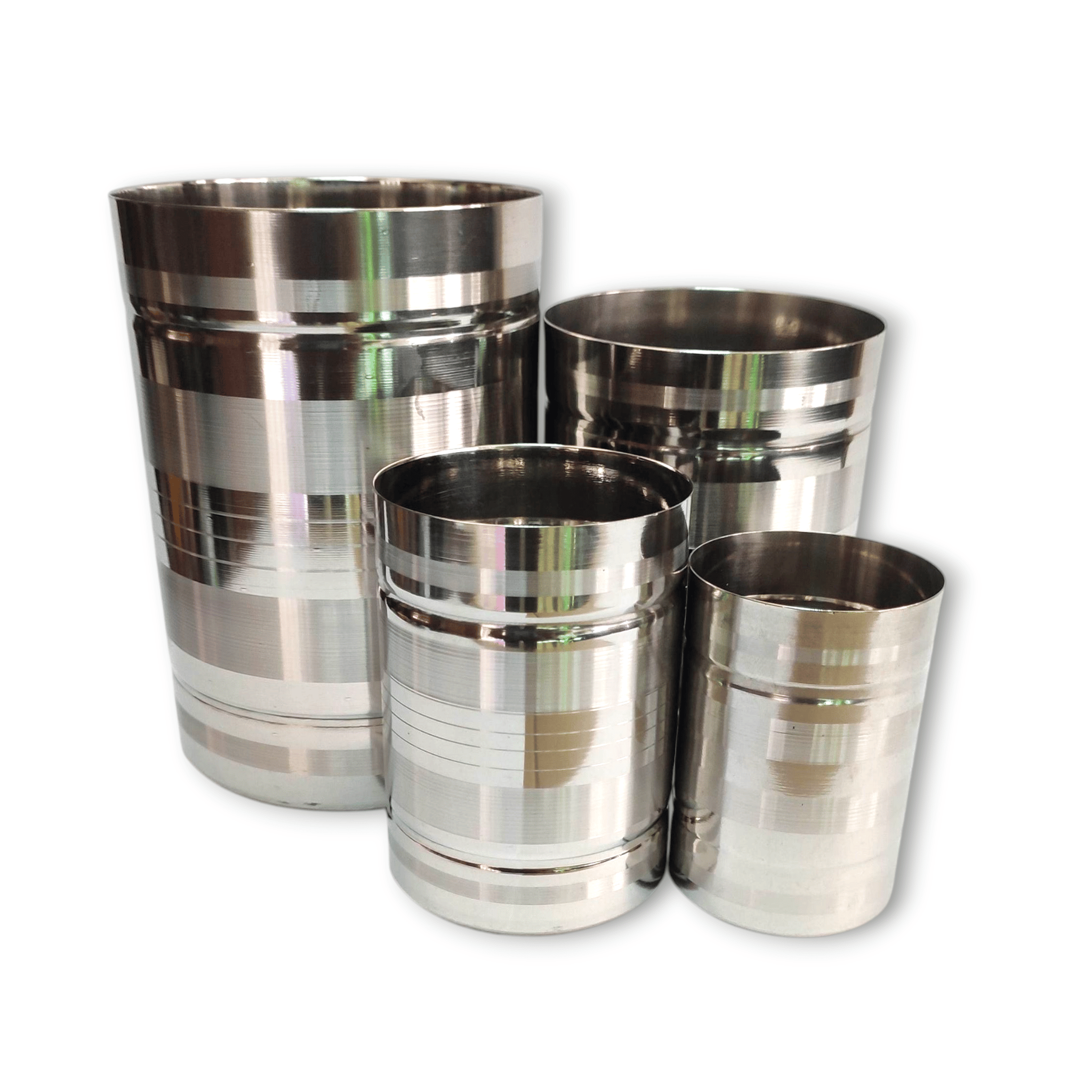 NAAYAGI - Stainless Steel Traditional Rice, Grains Measuring, Marriage Gift, SENGAZHI, para, NIRAPARA, Measuring padi/Cup - Multi Size - Set of 4 / from Small to MINI (Multi Size), Silver Color