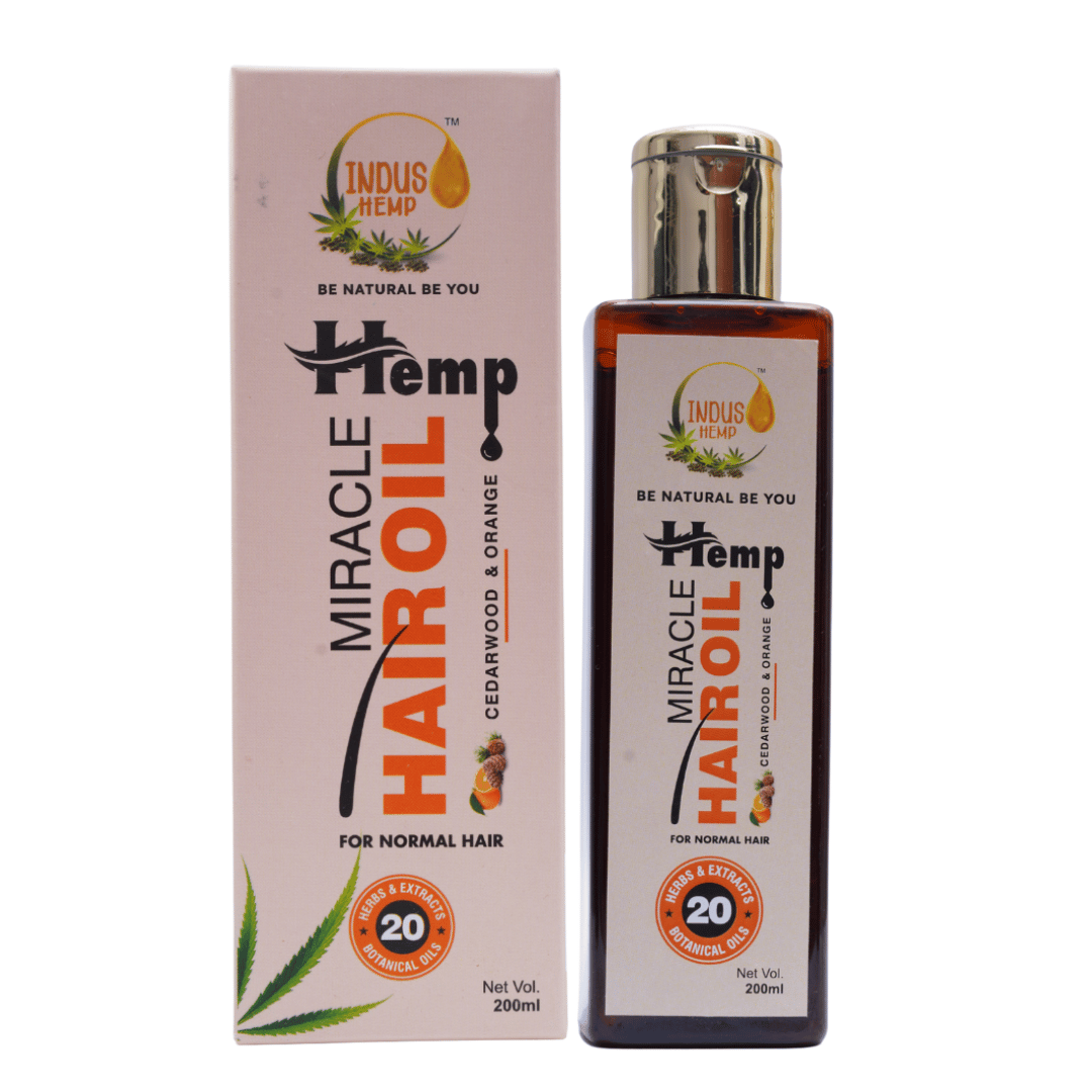 INDUS HEMP MIRACLE HAIR OIL | 200ML | CEDARWOOD & ORANGE | FOR NORMAL HAIR | 20 HERBS & BOTANICAL OILS |