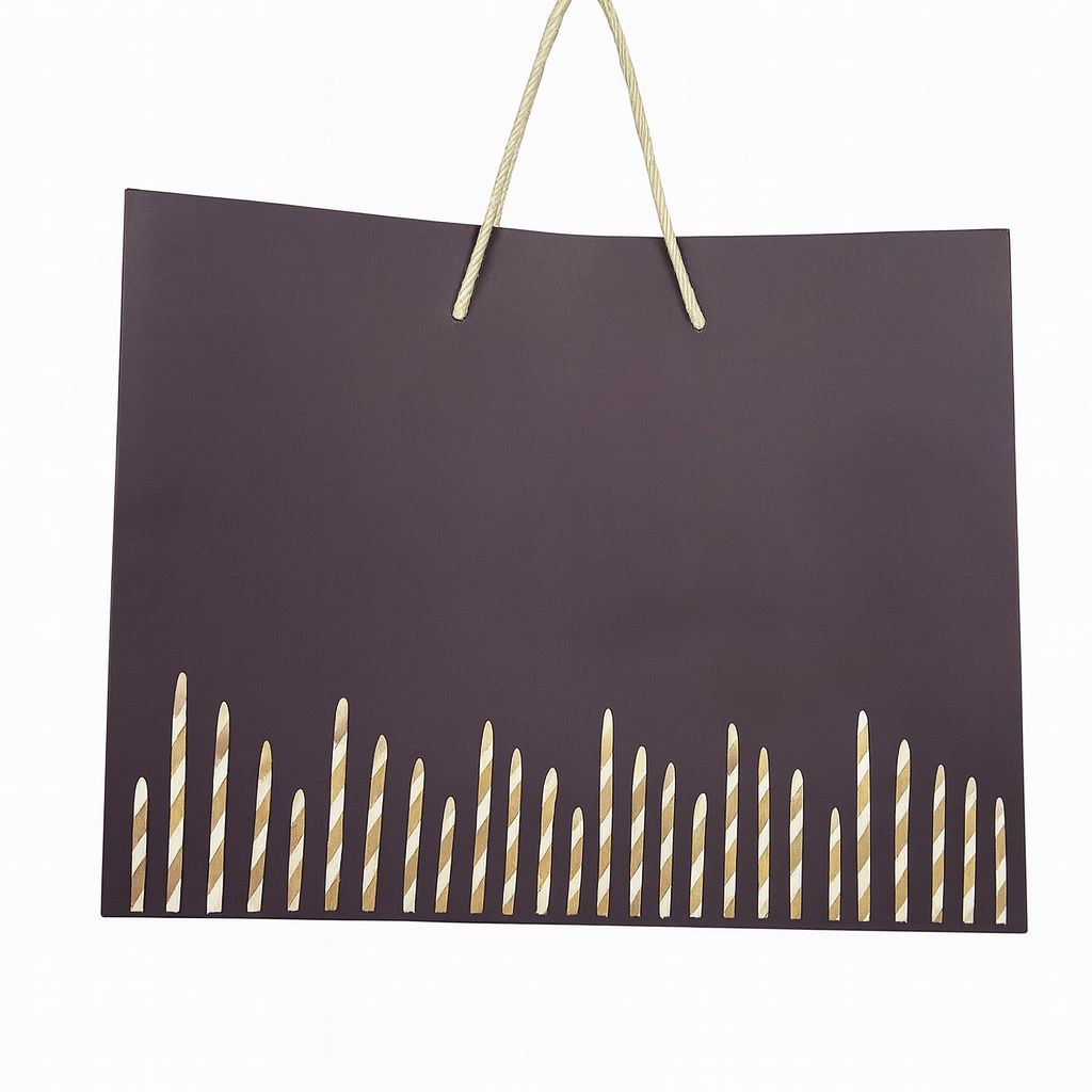  Brown Kraft Paper Gift Bag with Orange Striped Straws