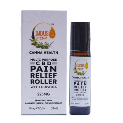 INDUS HEMP CANNA HEALTH | CBD PAIN RELIEF ROLLER | BROAD SPECTRUM CANNABIS (VIJAYA) FLOWER EXTRACT WITH COPAIBA | 225MG