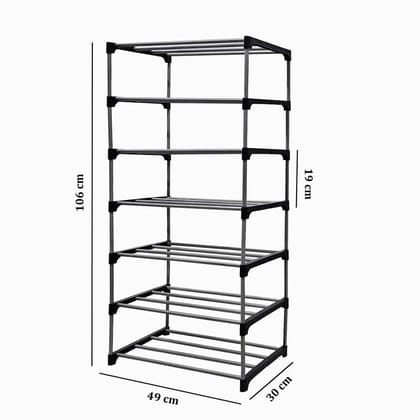 6 Tier Portable Shoe Rack with 19cm Shelf Spacing - 106x49x30cm Grey Metal Storage