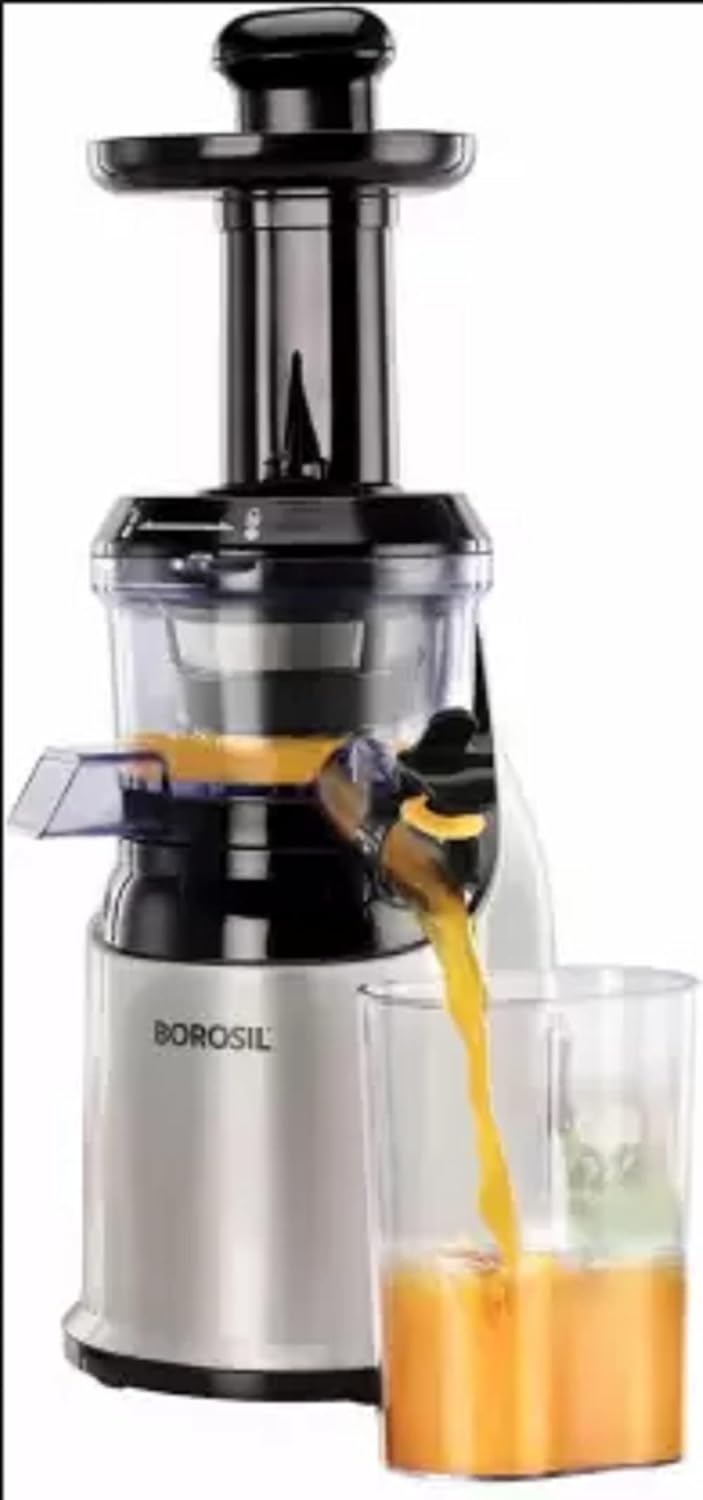 BOROSIL Health Pro Slow Juicer PRO 200 Juicer (2 Jars, Silver)