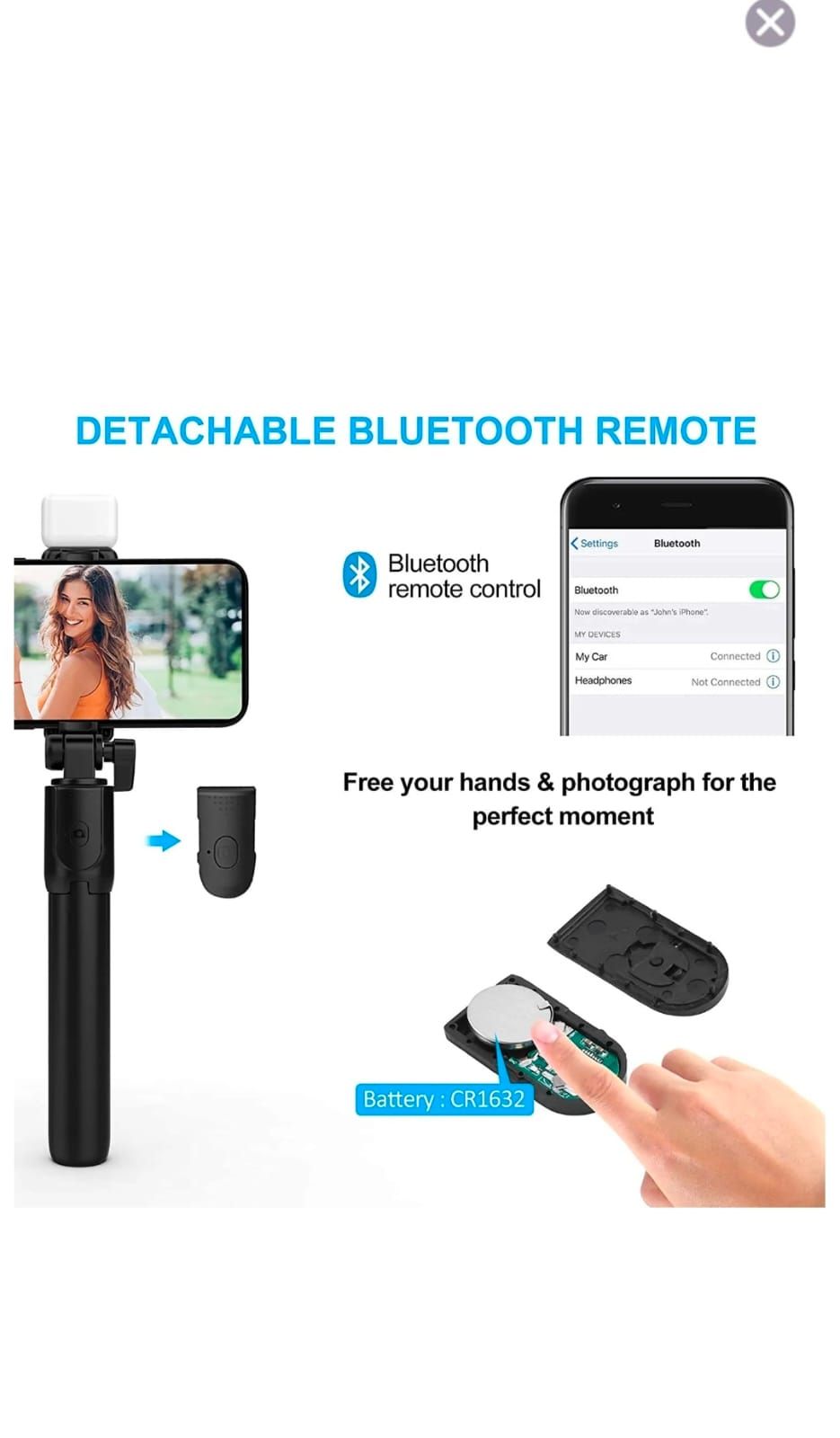 Detachable Bluetooth Remote Selfie Stick Tripod for Smartphones