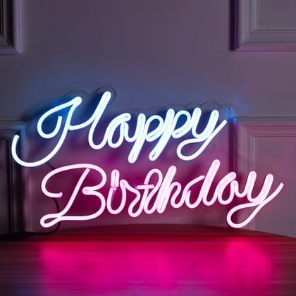 OVG Happy Birthday Neon Sign 12x18 Inch Blue, Pink LED Light, Neon Light for Birthday Parties and Gifts (Adapter Included) OVG Happy Birthday Neon Sign 12x18 Inch Blue, Pink LED Light, Neon Light for Birthday Parties and Gifts (Adapter Included)
