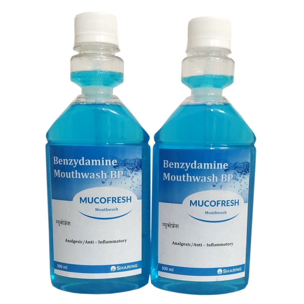 MUCOFRESH Benzydamine Mouthwash BP Analgesic Anti-Inflammatory, 300ml