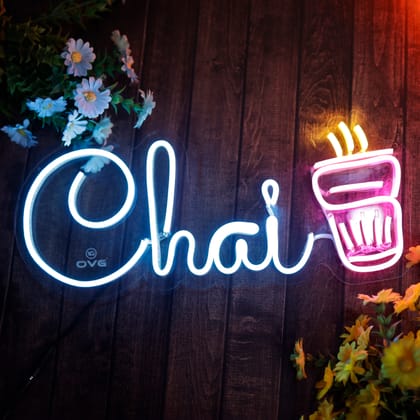 OVG Chai Neon Sign 12x18 Inch LED Light, Multicolour Neon for Home, Bar, Restaurant Decor, cafe decor, tea stall and cart (Adapter Included) OVG Chai Neon Sign 12x18 Inch LED Light, Multicolour Neon for Home, Bar, Restaurant Decor, cafe decor, tea stall and cart (Adapter Included)