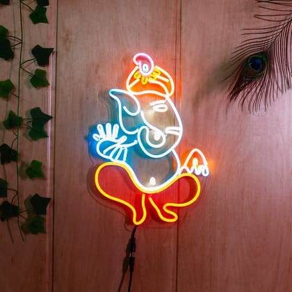 OVG Ganesh ji neon Sign Light, 12inch × 18inch neon led Light Ganpati Bappa for mandir, Gifts and Wall Decor (1 Piece Light with Adapter) OVG Ganesh ji neon Sign Light, 12inch × 18inch neon led Light Ganpati Bappa for mandir, Gifts and Wall Decor (1 Piece Light with Adapter)