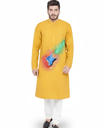 Trendy Fashionable Designed Fabric Printed Pure Cotton Kurta for Men
