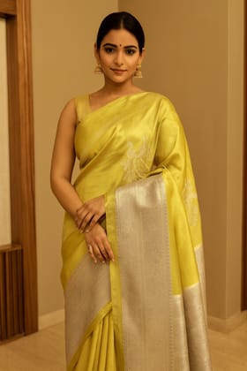 Pastel Yellow Kosa X Tussar Saree