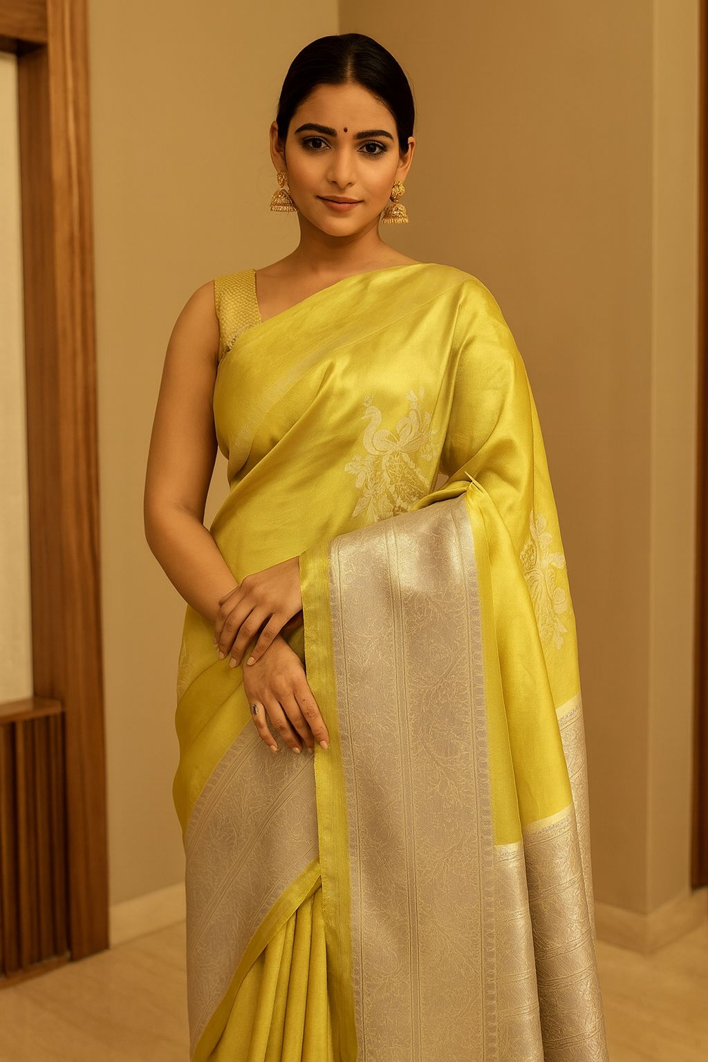Pastel Yellow Kosa X Tussar Saree