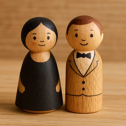 Handcrafted Wooden Couple Peg Dolls - Wedding, Anniversary & Home Decor Gift Handcrafted Wooden Couple Peg Dolls - Wedding, Anniversary & Home Decor Gift