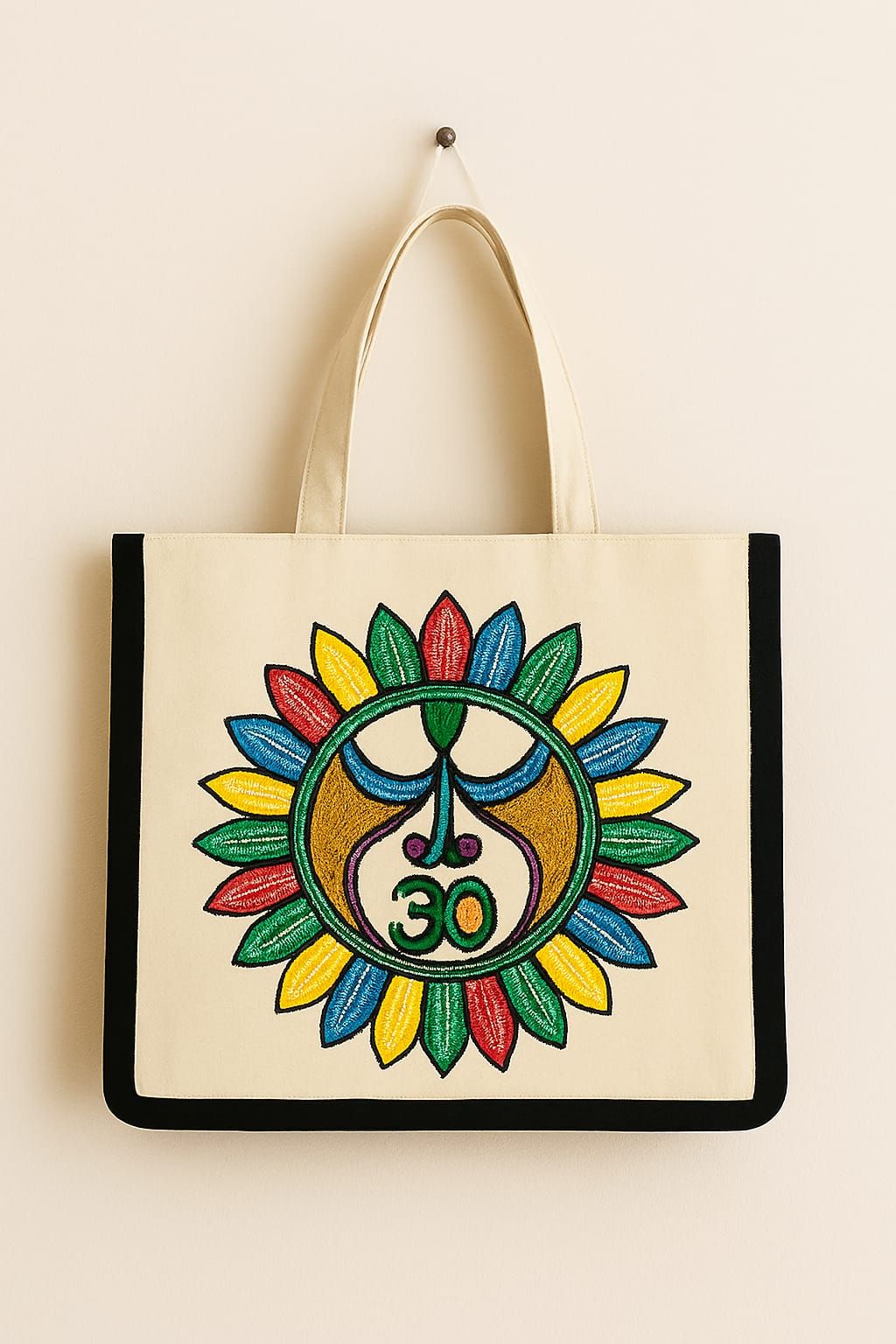 Multicolor Embroidered Canvas Tote Bag