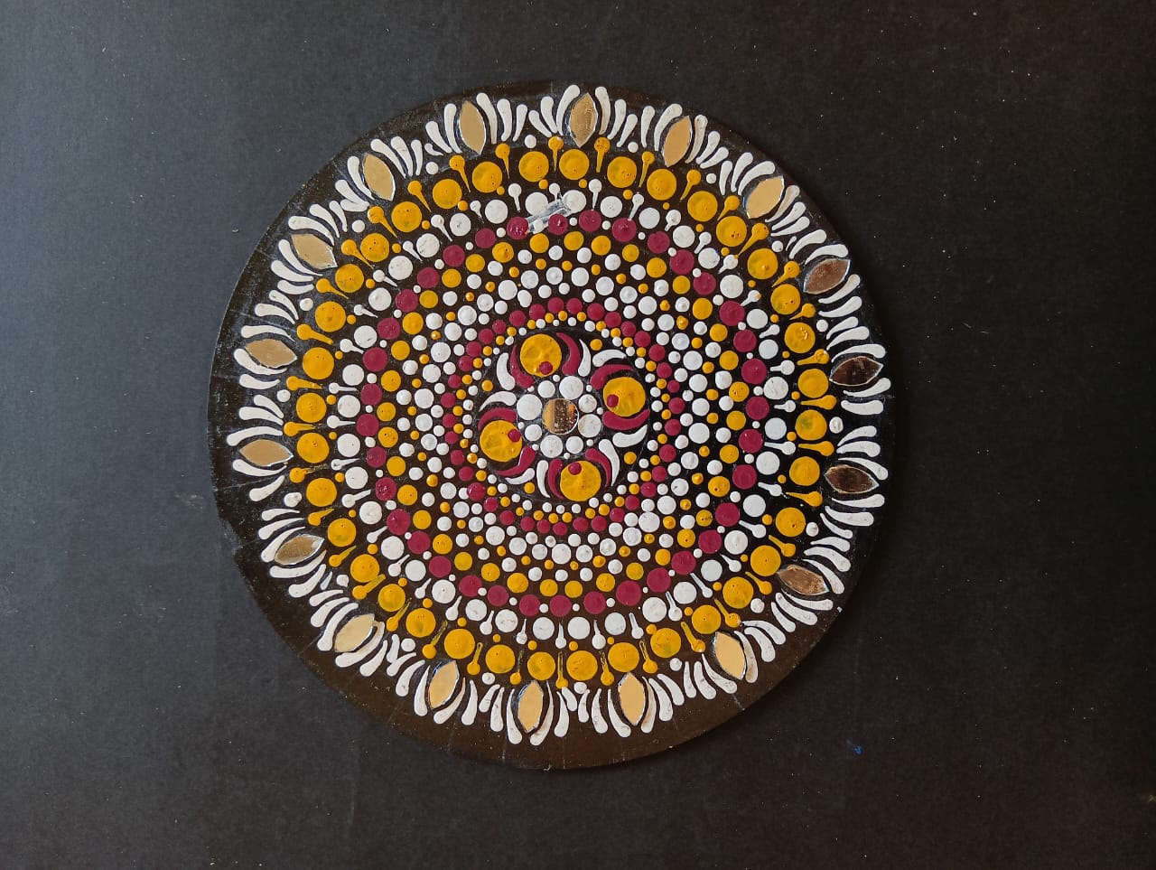 Vibrant Hand-Painted Dot Mandala Art Decor - Unique Home Accent & Gift