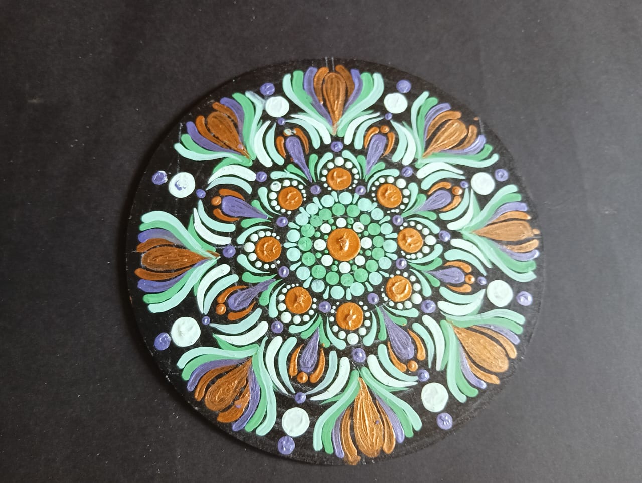 Vibrant Hand-Painted Mandala Dot Art Coaster - Spiritual Home Decor & Gift