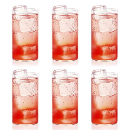 Borosil 350ml 6pc Vision Transparent Large Glass Set | Made in India Borosilicate Glass Tumblers for Drinking Water, Cold Drinks | Flame Proof, Microwave & Dishwasher Safe
