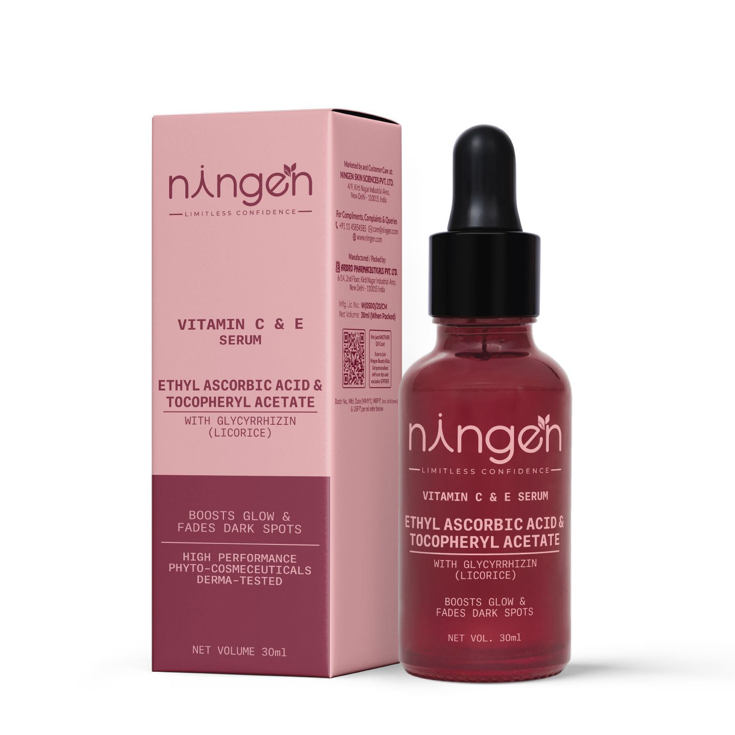 Ningen Vitamin C & E Face Serum – Glow Boosting Serum | Helps with Uneven skin Tone