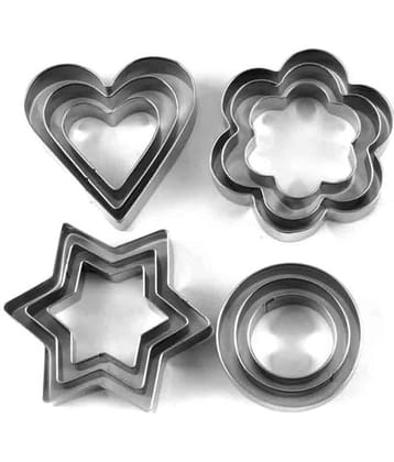 Okayji Stainless Steel Cookie Cutter With 4 Shape (12 Pieces)