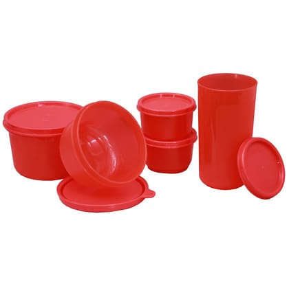 Jaypee Plus Ultima Microwave Safe Plastic Container Set Of  5 Pieces, Red